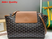 Goyard Rouette PM Bag in Black Tan Goyardine Canvas and Chevroches Calfskin Replica