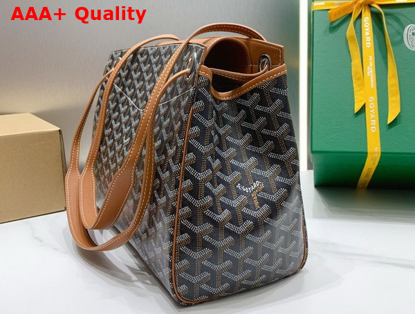 Goyard Rouette PM Bag in Black Tan Goyardine Canvas and Chevroches Calfskin Replica