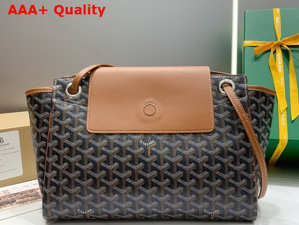 Goyard Rouette PM Bag in Black Tan Goyardine Canvas and Chevroches Calfskin Replica