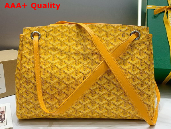 Goyard Rouette PM Bag in Yellow Goyardine Canvas and Chevroches Calfskin Replica