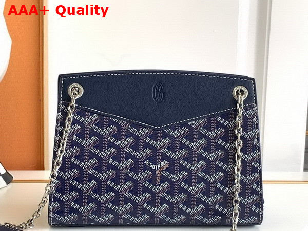 Goyard Rouette Structure Mini Bag in Navy Blue Goyardine Canvas and Chevroches Calfskin Replica