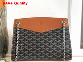 Goyard Rouette Structure PM Bag in Black and Tan Goyardine Canvas and Chevroches Calfskin Replica