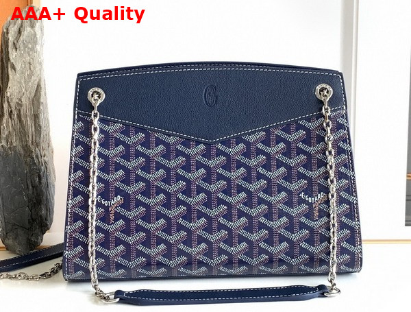 Goyard Rouette Structure PM Bag in Navy Blue Goyardine Canvas and Chevroches Calfskin Replica