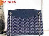 Goyard Rouette Structure PM Bag in Navy Blue Goyardine Canvas and Chevroches Calfskin Replica