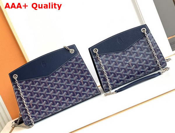 Goyard Rouette Structure PM Bag in Navy Blue Goyardine Canvas and Chevroches Calfskin Replica