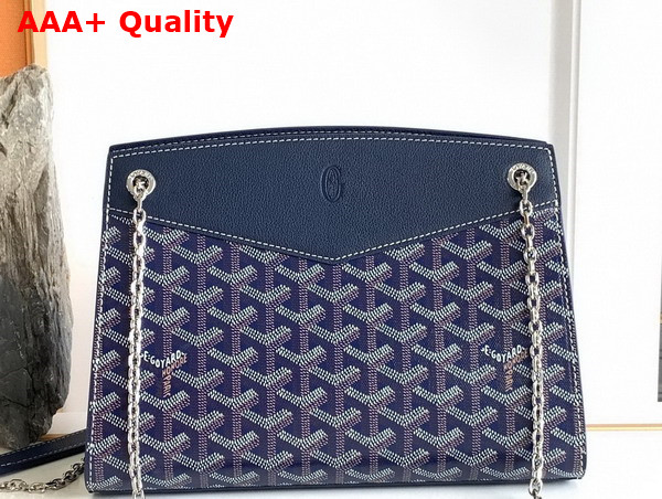 Goyard Rouette Structure PM Bag in Navy Blue Goyardine Canvas and Chevroches Calfskin Replica