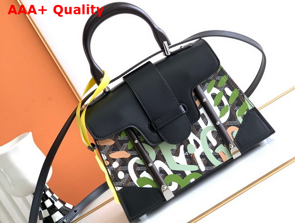 Goyard Sac Saigon Structure Mini Lettres Camouflage Green Toile Goyardine and Cuir de Vachette Clamecy Replica