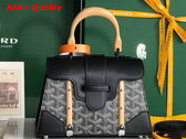 Goyard Saigon Structure Mini Bag in Black Goyardine Canvas and Clamecy Cowhide Replica