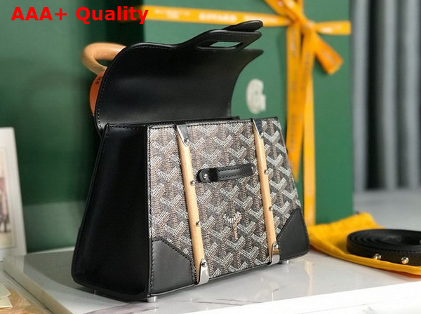 Goyard Saigon Structure Mini Bag in Black Goyardine Canvas and Clamecy Cowhide Replica