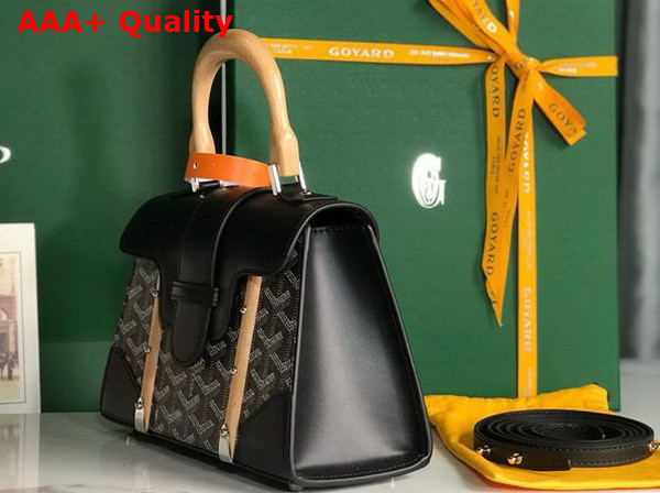 Goyard Saigon Structure Mini Bag in Black Goyardine Canvas and Clamecy Cowhide Replica