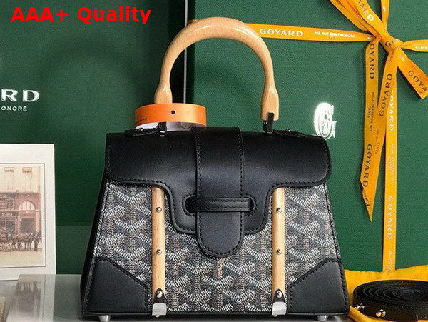 Goyard Saigon Structure Mini Bag in Black Goyardine Canvas and Clamecy Cowhide Replica