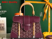 Goyard Saigon Structure Mini Bag in Burgundy Goyardine Canvas and Clamecy Cowhide Replica