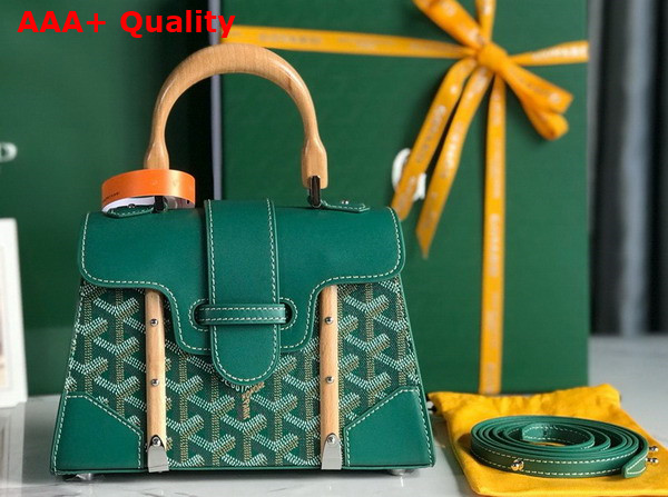 Goyard Saigon Structure Mini Bag in Green Goyardine Canvas and Clamecy Cowhide Replica