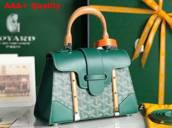 Goyard Saigon Structure Mini Bag in Green Goyardine Canvas and Clamecy Cowhide Replica