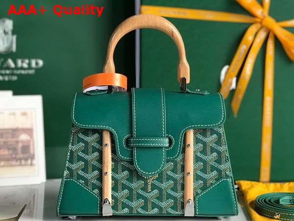 Goyard Saigon Structure Mini Bag in Green Goyardine Canvas and Clamecy Cowhide Replica