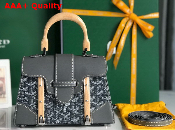 Goyard Saigon Structure Mini Bag in Grey Goyardine Canvas and Clamecy Cowhide Replica