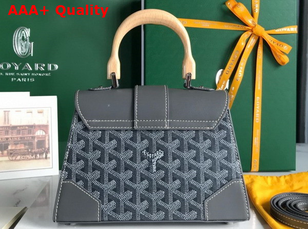 Goyard Saigon Structure Mini Bag in Grey Goyardine Canvas and Clamecy Cowhide Replica