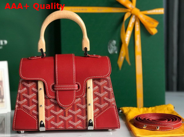 Goyard Saigon Structure Mini Bag in Red Goyardine Canvas and Clamecy Cowhide Replica