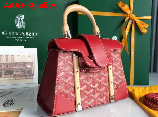 Goyard Saigon Structure Mini Bag in Red Goyardine Canvas and Clamecy Cowhide Replica