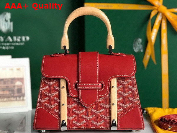 Goyard Saigon Structure Mini Bag in Red Goyardine Canvas and Clamecy Cowhide Replica