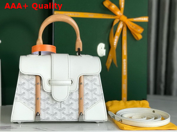 Goyard Saigon Structure Mini Bag in White Goyardine Canvas and Clamecy Cowhide Replica