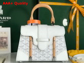 Goyard Saigon Structure Mini Bag in White Goyardine Canvas and Clamecy Cowhide Replica