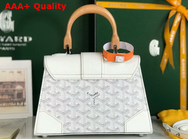 Goyard Saigon Structure Mini Bag in White Goyardine Canvas and Clamecy Cowhide Replica