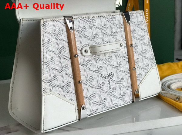 Goyard Saigon Structure Mini Bag in White Goyardine Canvas and Clamecy Cowhide Replica