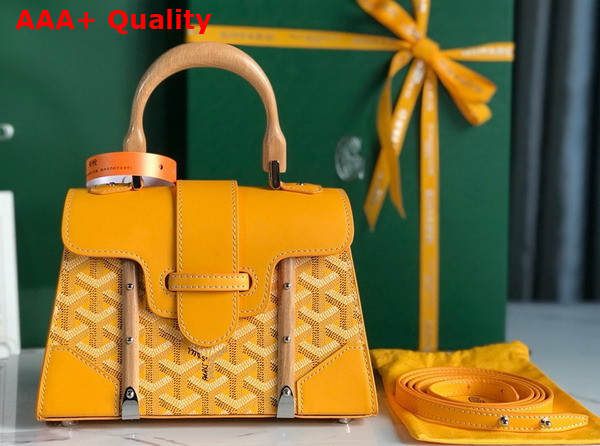 Goyard Saigon Structure Mini Bag in Yellow Goyardine Canvas and Clamecy Cowhide Replica