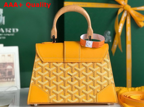 Goyard Saigon Structure Mini Bag in Yellow Goyardine Canvas and Clamecy Cowhide Replica