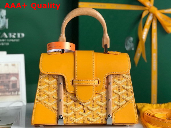 Goyard Saigon Structure Mini Bag in Yellow Goyardine Canvas and Clamecy Cowhide Replica