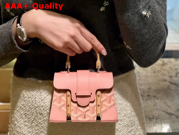 Goyard Saigon Structure Nano Bag in Pink Goyardine Canvas and Decize Taurillon Leather Replica