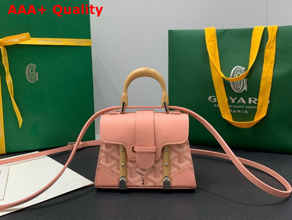 Goyard Saigon Structure Nano Bag in Pink Goyardine Canvas and Decize Taurillon Leather Replica