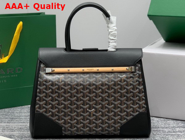 Goyard Saigon Tote Bag in Black Goyardine Canvas and Chevroches Calfskin Replica