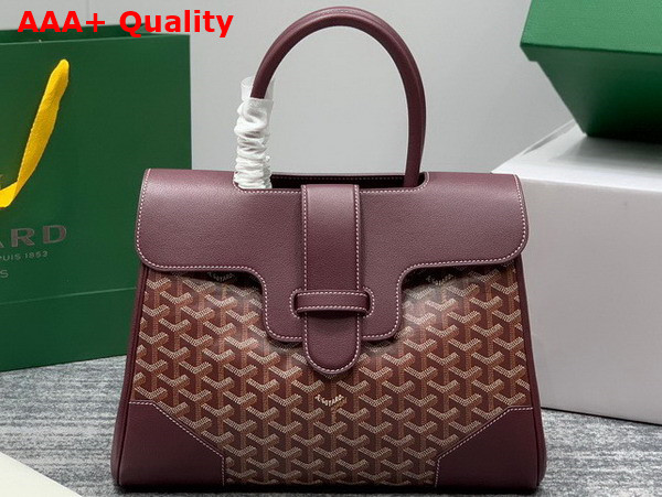 Goyard Saigon Tote Bag in Burgundy Goyardine Canvas and Chevroches Calfskin Replica