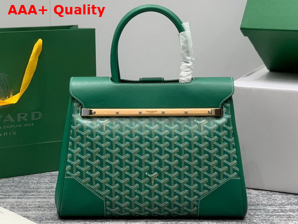 Goyard Saigon Tote Bag in Green Goyardine Canvas and Chevroches Calfskin Replica