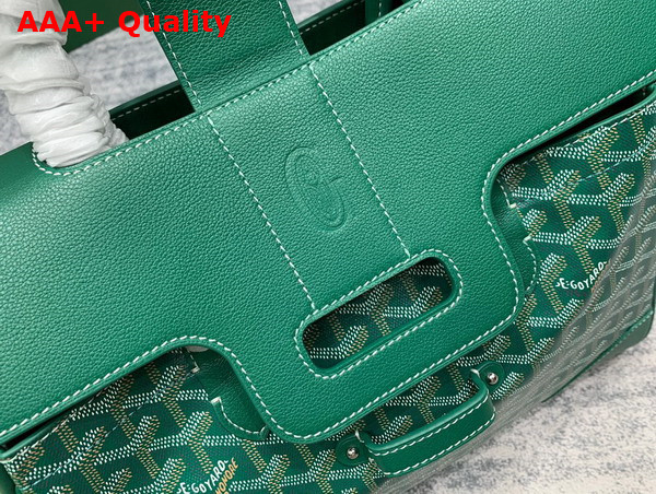 Goyard Saigon Tote Bag in Green Goyardine Canvas and Chevroches Calfskin Replica