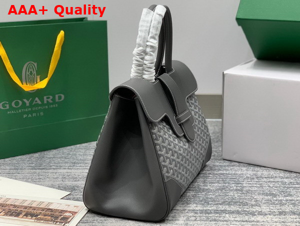 Goyard Saigon Tote Bag in Grey Goyardine Canvas and Chevroches Calfskin Replica