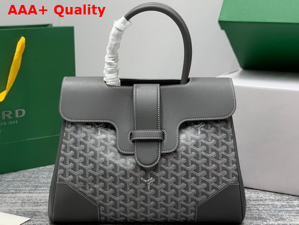 Goyard Saigon Tote Bag in Grey Goyardine Canvas and Chevroches Calfskin Replica