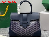 Goyard Saigon Tote Bag in Navy Blue Goyardine Canvas and Chevroches Calfskin Replica