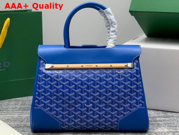 Goyard Saigon Tote Bag in Sky Blue Goyardine Canvas and Chevroches Calfskin Replica