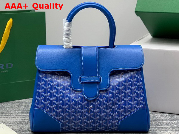 Goyard Saigon Tote Bag in Sky Blue Goyardine Canvas and Chevroches Calfskin Replica