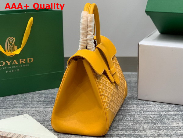 Goyard Saigon Tote Bag in Yellow Goyardine Canvas and Chevroches Calfskin Replica