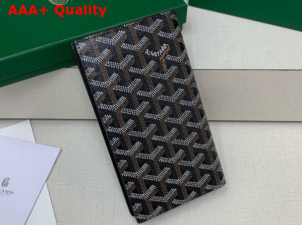 Goyard Saint Lambert Wallet in Black Goyardine Canvas and Vauzelles Calfskin Replica