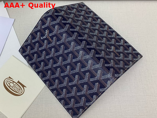 Goyard Saint Lambert Wallet in Navy Blue Goyardine Canvas and Vauzelles Calfskin Replica