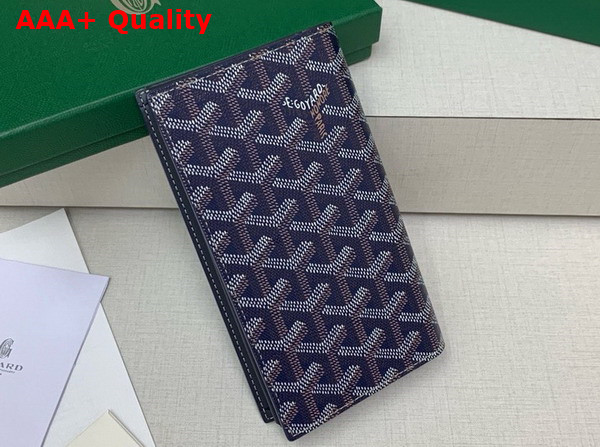 Goyard Saint Lambert Wallet in Navy Blue Goyardine Canvas and Vauzelles Calfskin Replica