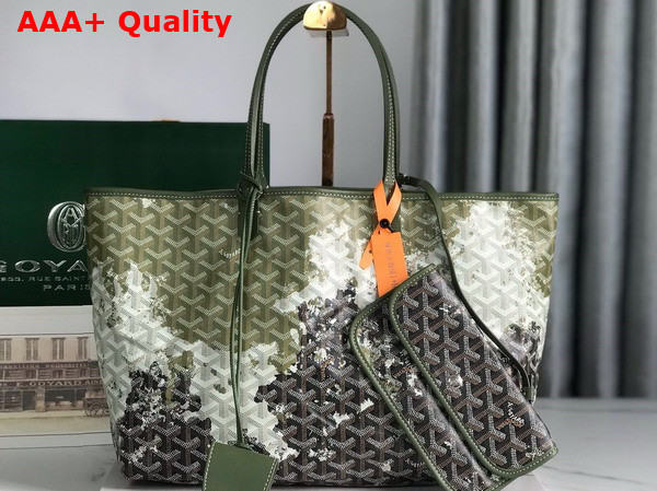 Goyard Saint Louis PM Bag Canopee Kaki Goyardine Canvas and Chevroches Calfskin Replica