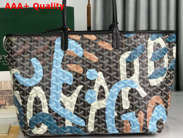 Goyard Saint Louis PM Bag Lettres Camouflage Black and Blue Replica