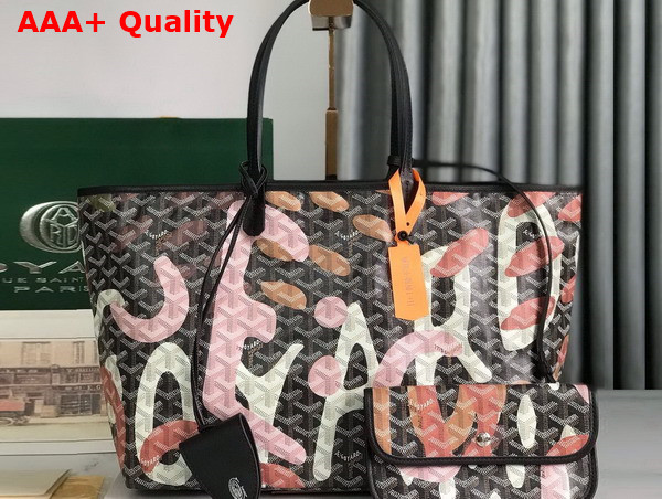 Goyard Saint Louis PM Bag Lettres Camouflage Black and Pink Replica