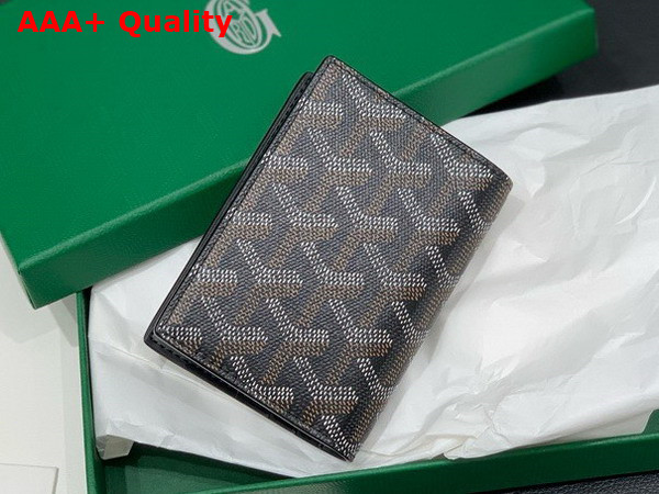 Goyard Saint Marc Card Wallet in Black Goyardine Canvas and Vauzelles Calfskin Replica